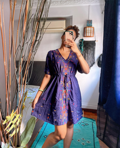 Embroidered Drawstring Dress
